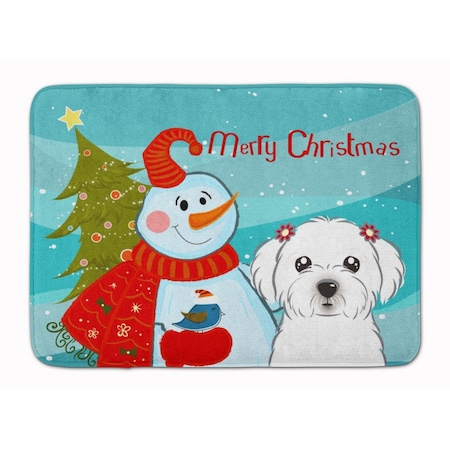 Carolines Treasures Snowman with Maltese Machine Washable Memory Foam Mat BB1828RUG